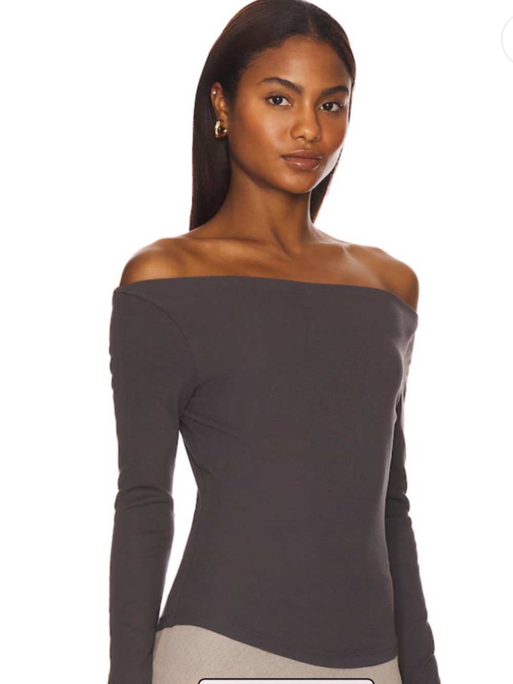 Walter Top in Graphite - Off the Shoulder